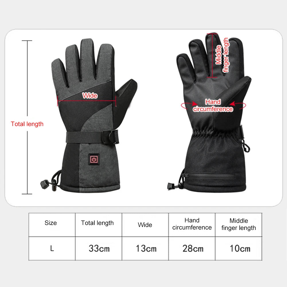 Temvex heated gloves winter cold weather size guide